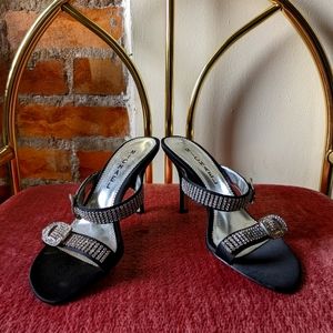 Black studded slip on heels